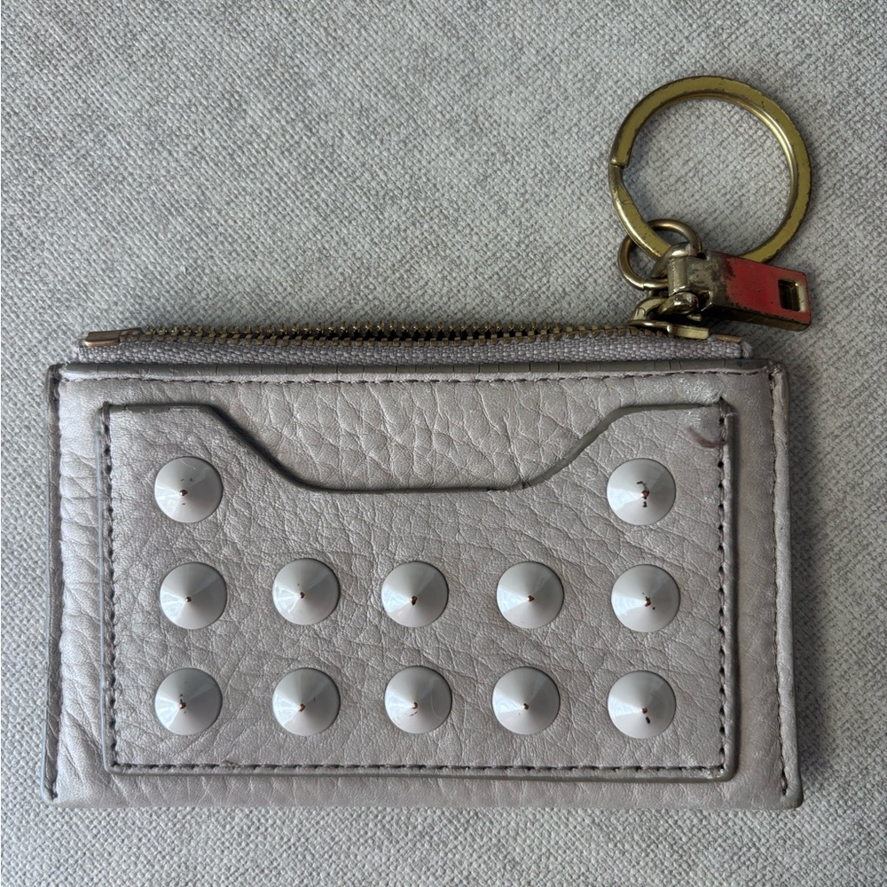 J. Crew Beige Studded Leather Keychain Pouch